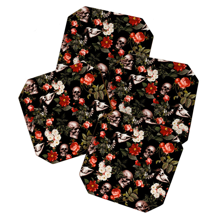 Floral and Skull Dark Pattern Coaster Gallery Image 1