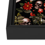 Floral and Skull Dark Pattern Framed Canvas Print Gallery Image 3