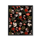 Floral and Skull Dark Pattern Framed Canvas Print Gallery Image 6