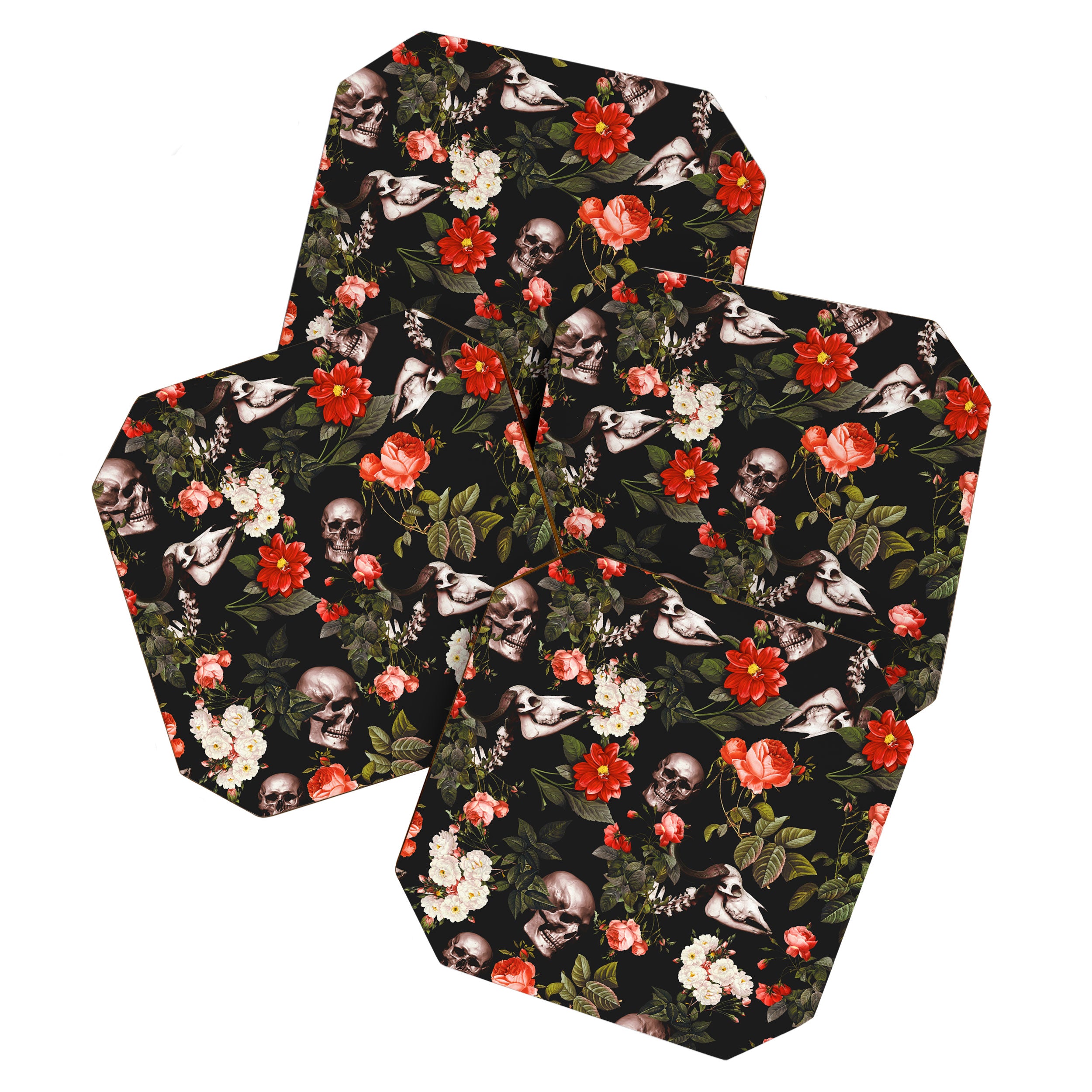 Floral and Skull Pattern Coaster Gallery Image 1