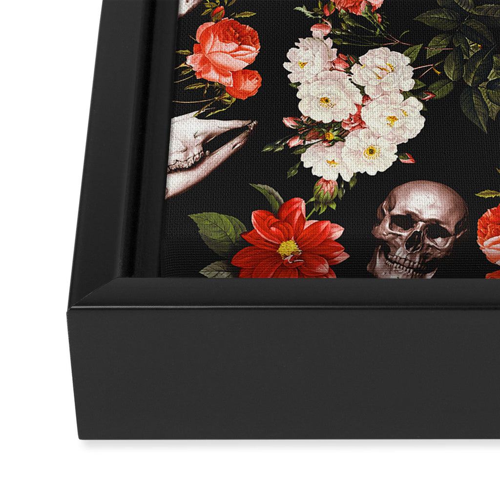 Floral and Skull Pattern Framed Canvas Print Gallery Image 3
