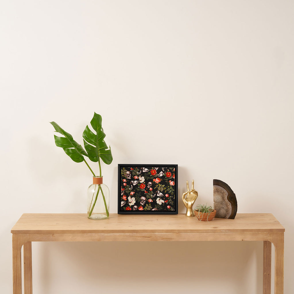 Floral and Skull Pattern Framed Canvas Print Gallery Image 4
