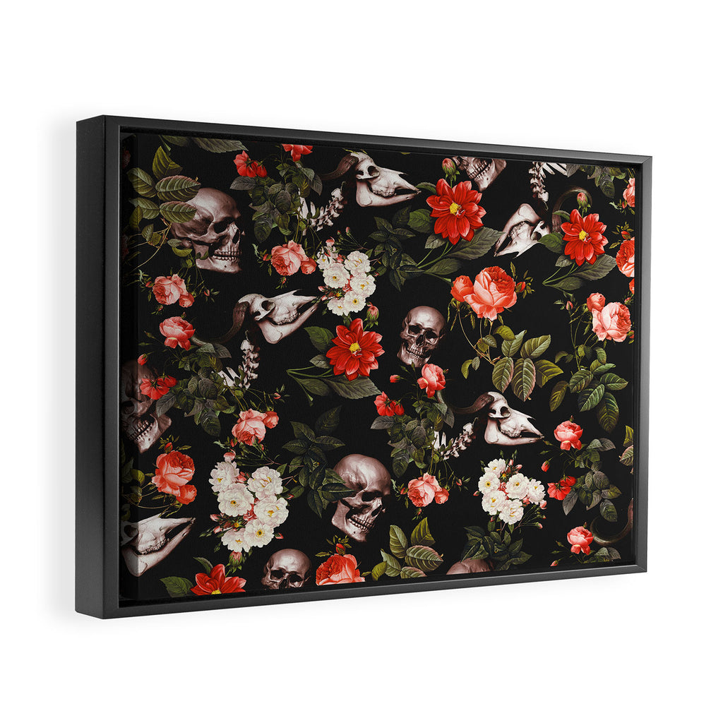 Floral and Skull Pattern Framed Canvas Print Gallery Image 6
