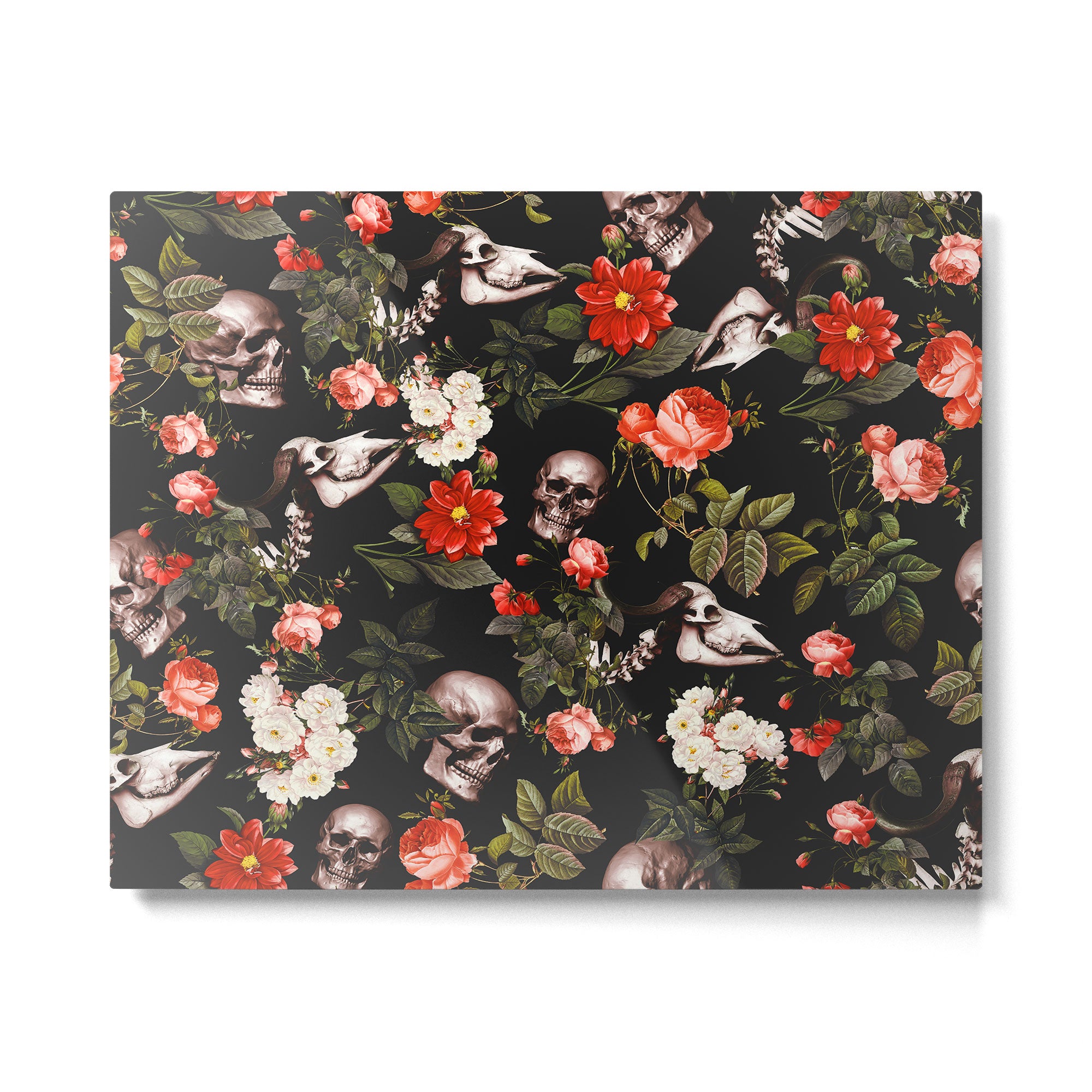 Floral and Skull Pattern Metal Print Gallery Image 4