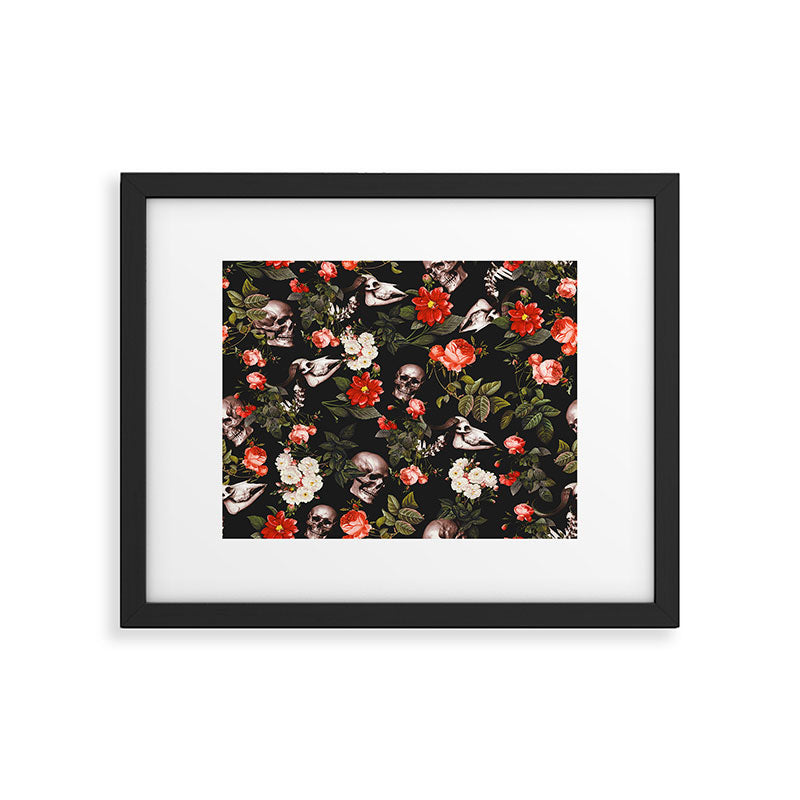 Floral and Skull Pattern Framed Art Print Gallery Image 5
