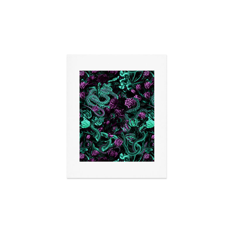 Floral and Snake Night Art Print Gallery Image 1