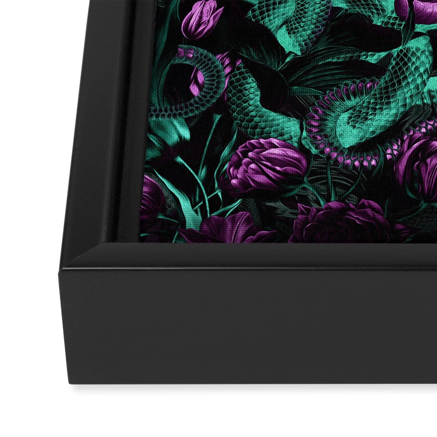 Floral and Snake Night Framed Canvas Print Gallery Image 3