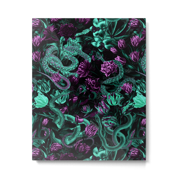 Floral and Snake Night Metal Print Gallery Image 1