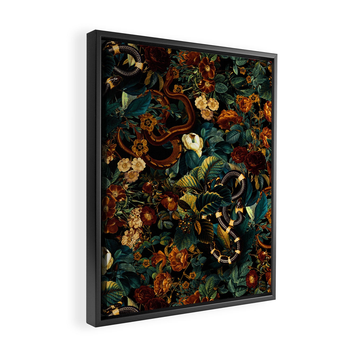 Floral and Snakes jungle Framed Canvas Print Gallery Image 2