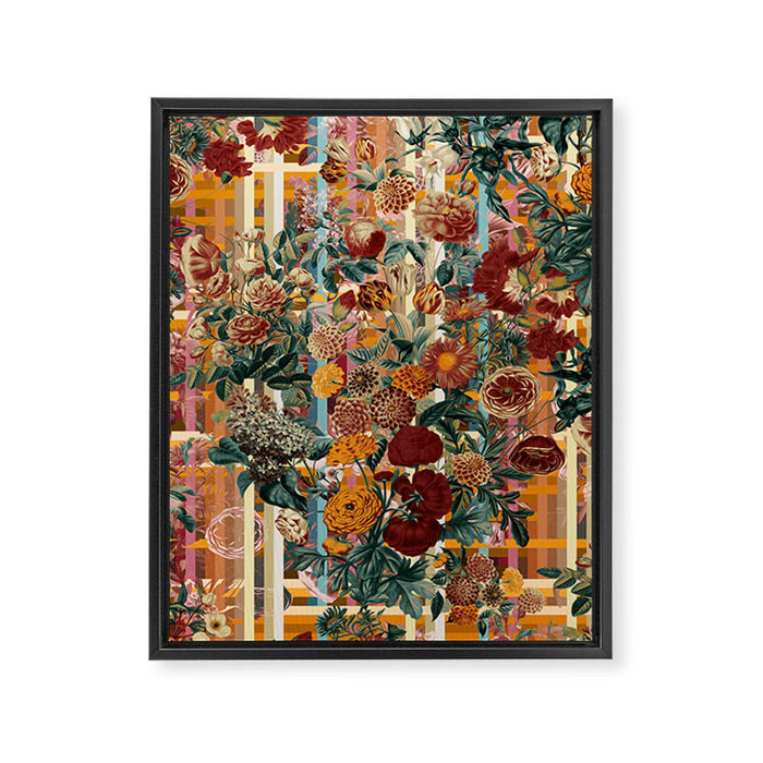 Floral and Tartan Pattern Framed Canvas Print Gallery Image 1