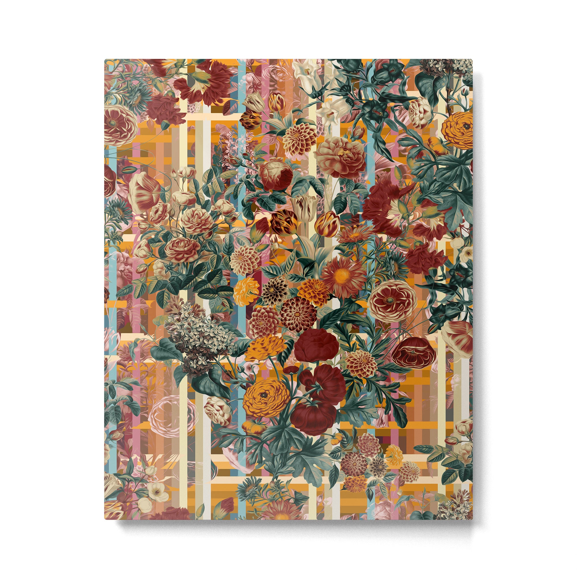 Floral and Tartan Pattern Metal Print Gallery Image 4