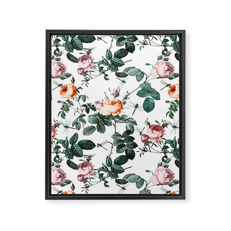 Floral and Winged Darter Framed Canvas Print Gallery Image 6
