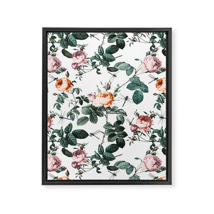 Floral and Winged Darter Framed Canvas Print Gallery Image 1