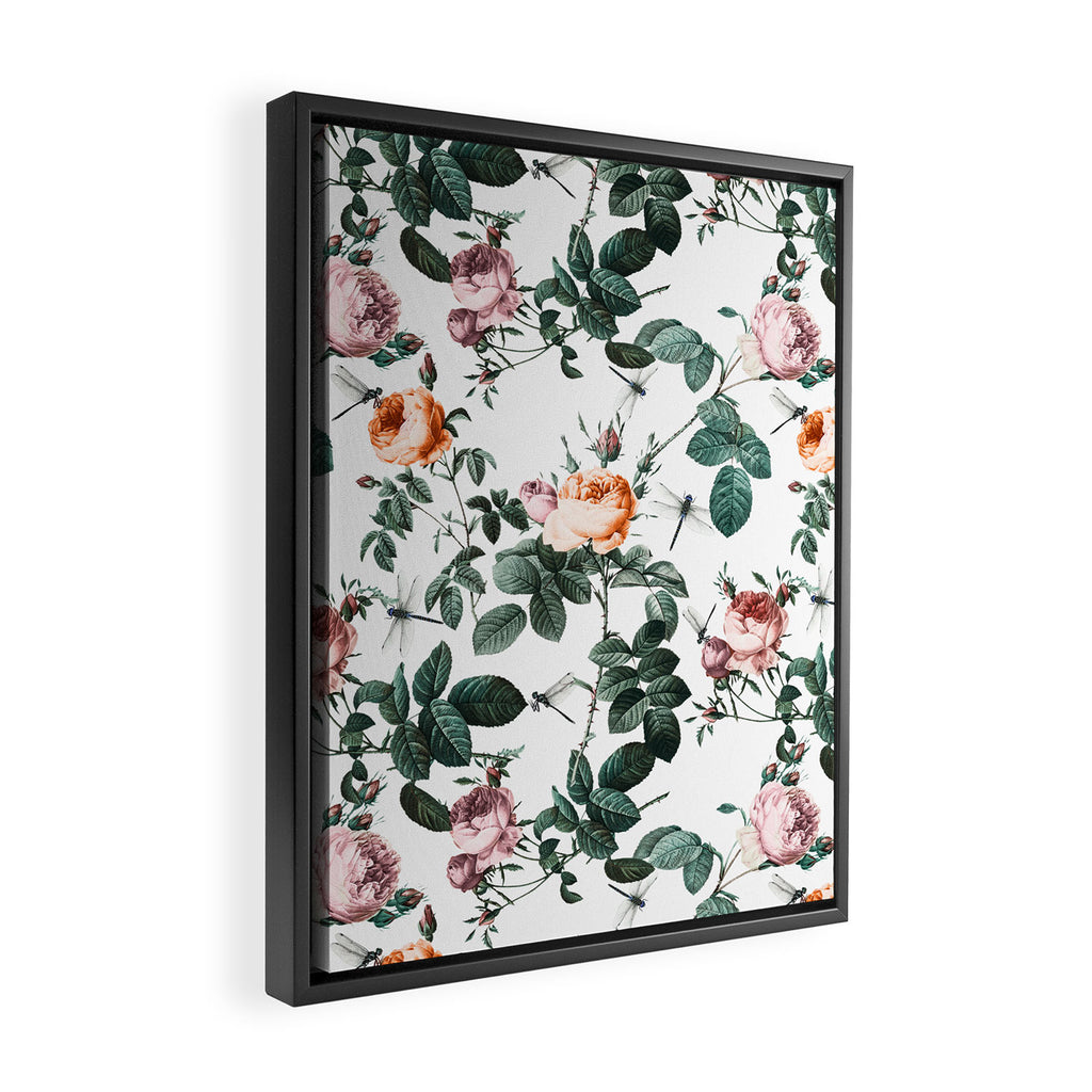 Floral and Winged Darter Framed Canvas Print Gallery Image 2