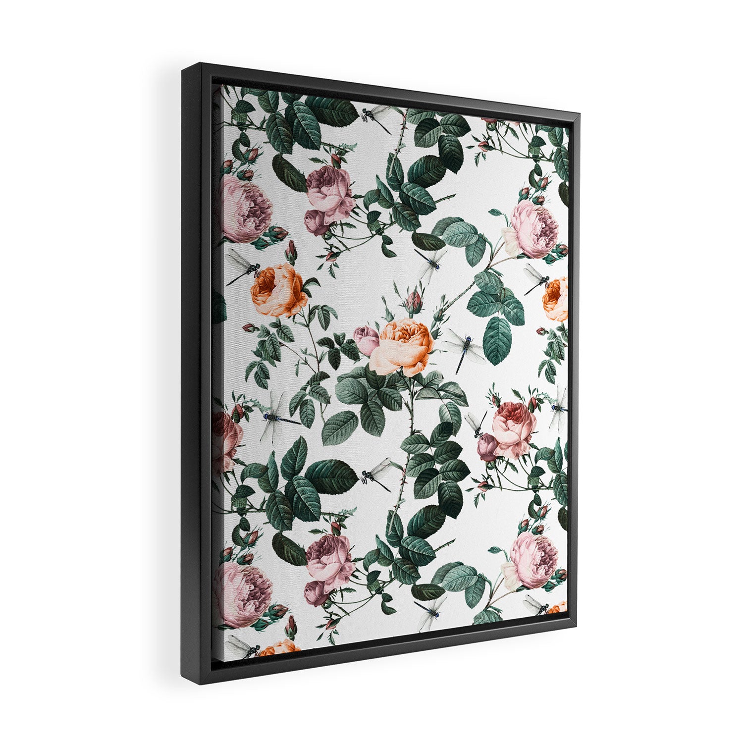 Floral and Winged Darter Framed Canvas Print Gallery Image 2