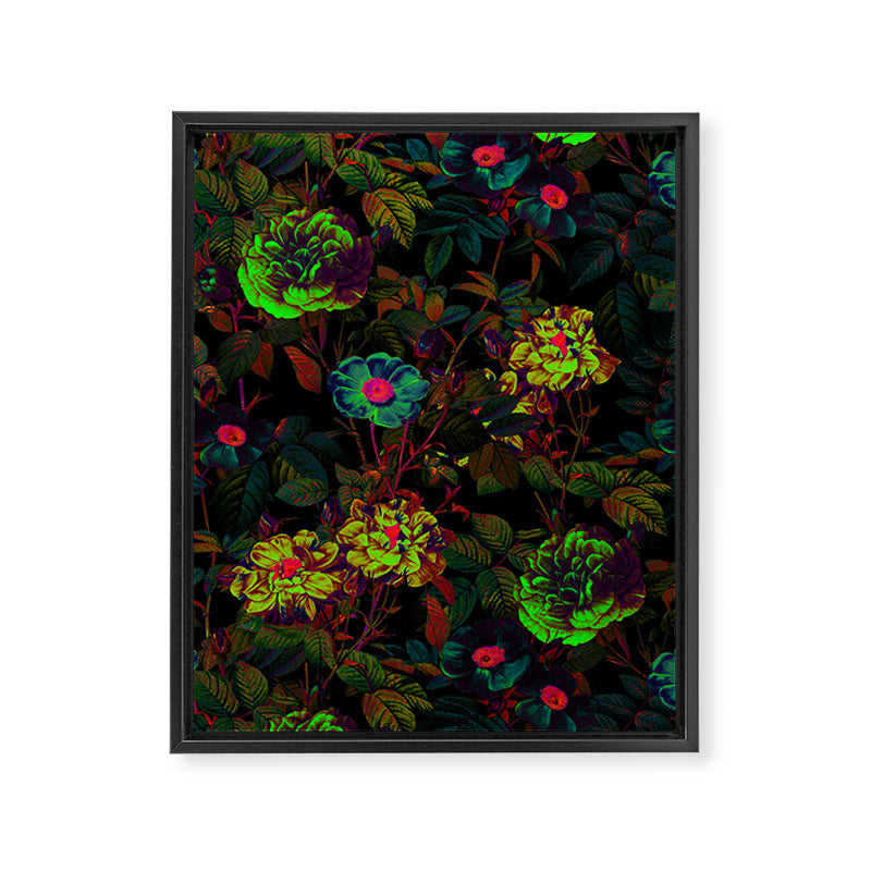 Floral Neon Garden Framed Canvas Print Gallery Image 6