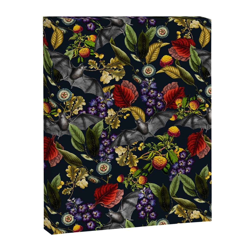 Flying Fox and Floral Pattern Canvas Print Gallery Image 6