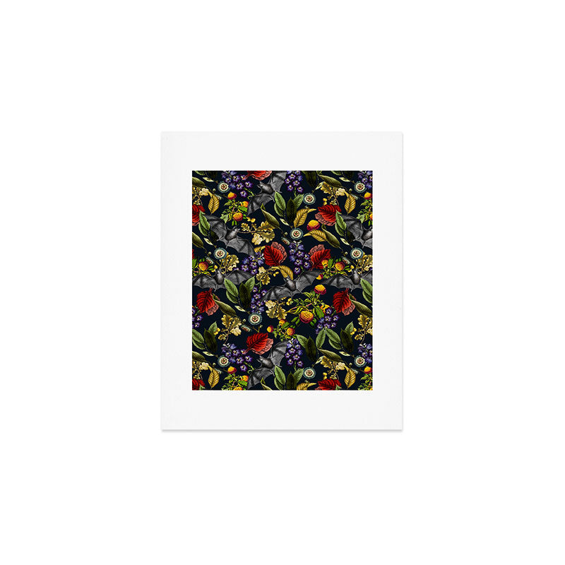 Flying Fox and Floral Pattern Art Print Gallery Image 1
