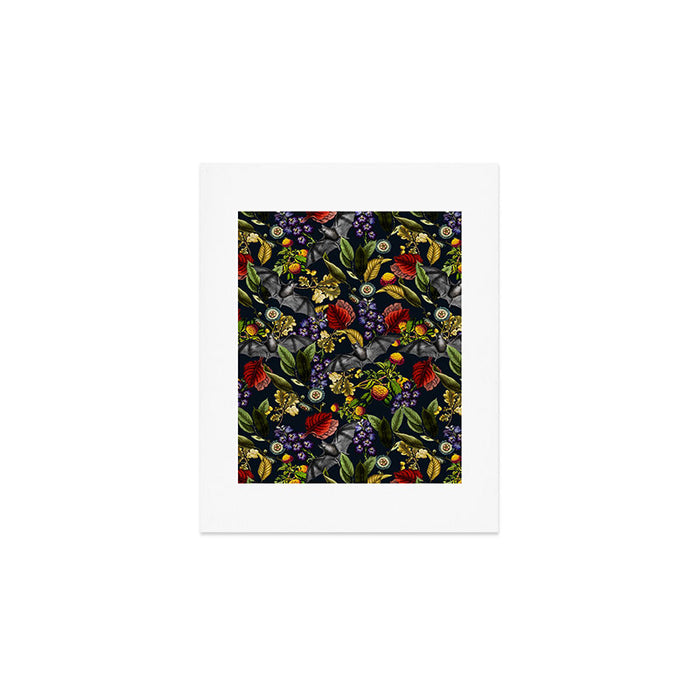 Flying Fox and Floral Pattern Art Print Gallery Image 1