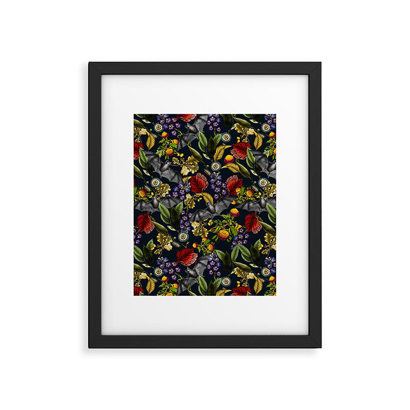 Flying Fox and Floral Pattern Framed Art Print Gallery Image 5
