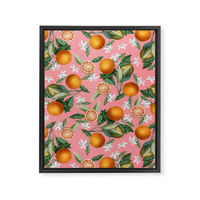 Lemon and Leaf Pattern V Framed Canvas Print Gallery Image 1