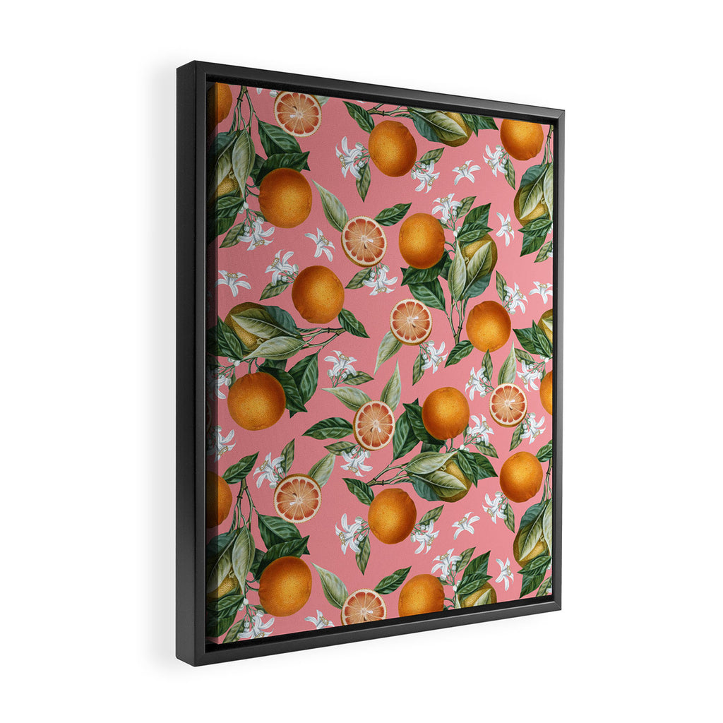 Lemon and Leaf Pattern V Framed Canvas Print Gallery Image 2
