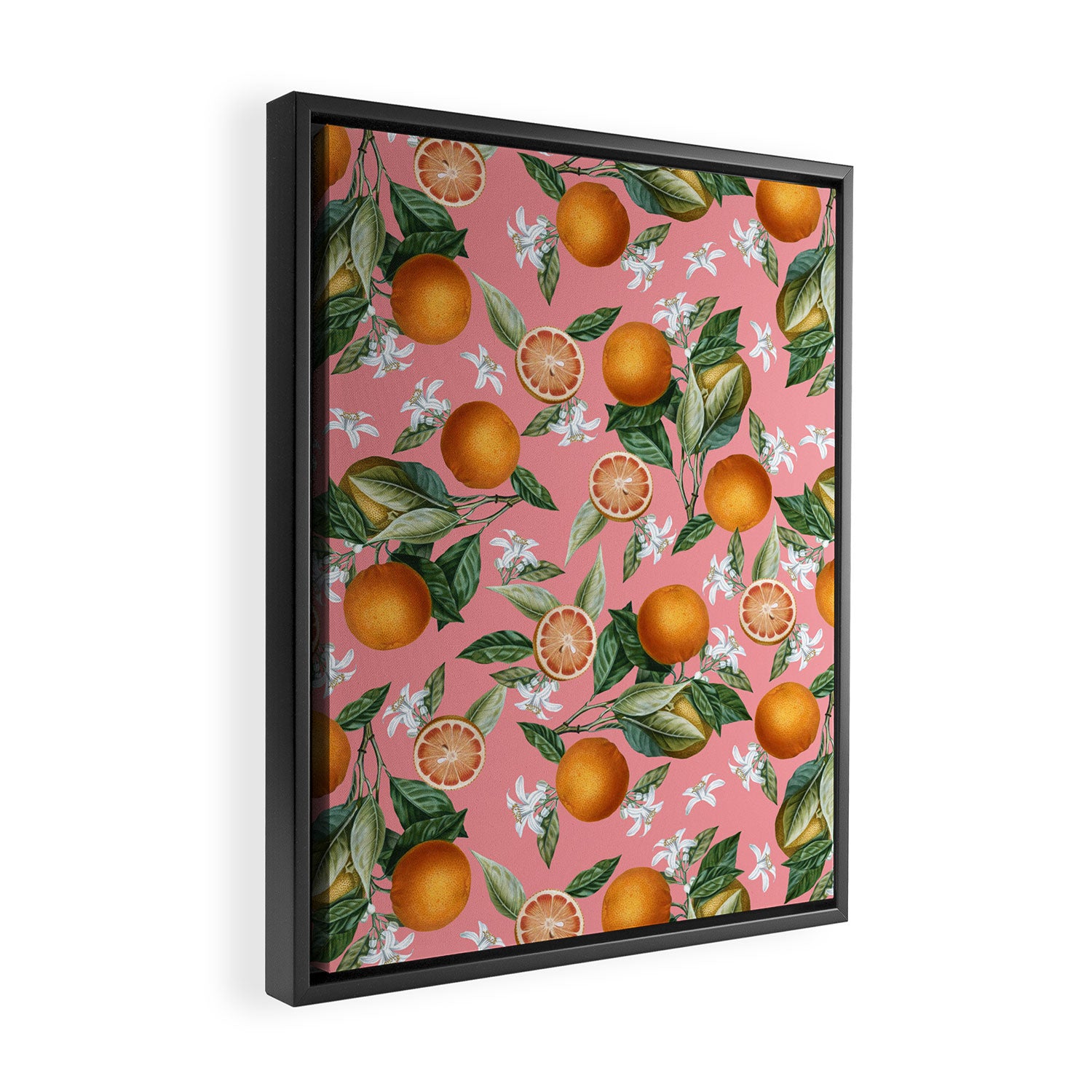 Lemon and Leaf Pattern V Framed Canvas Print Gallery Image 2