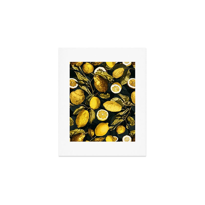 Lemon and Leaf Pattern V Art Print Gallery Image 1