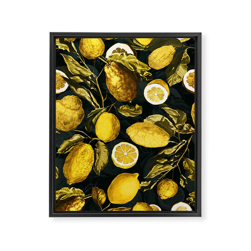 Lemon and Leaf Pattern V Framed Canvas Print Gallery Image 6