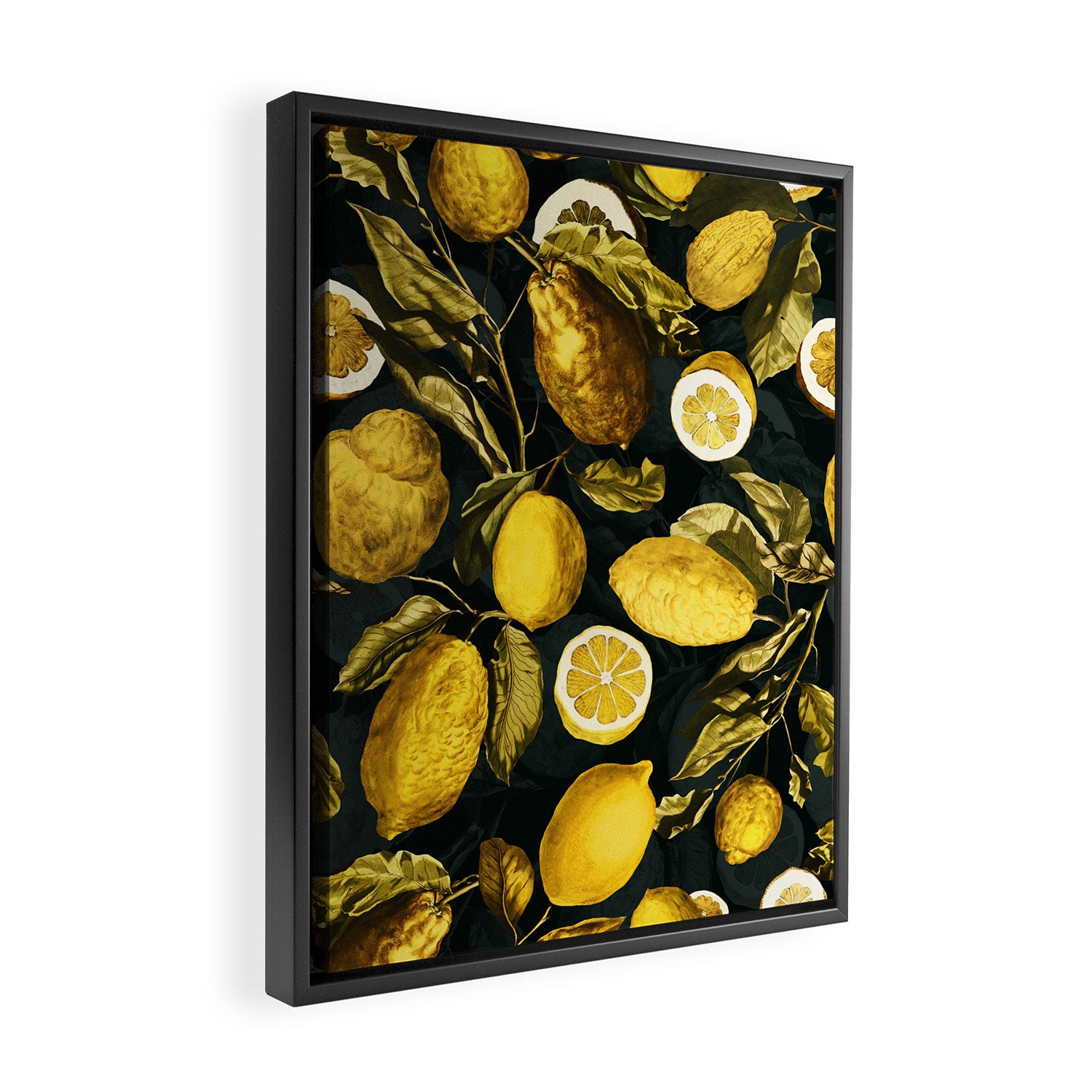 Lemon and Leaf Pattern V Framed Canvas Print Gallery Image 2