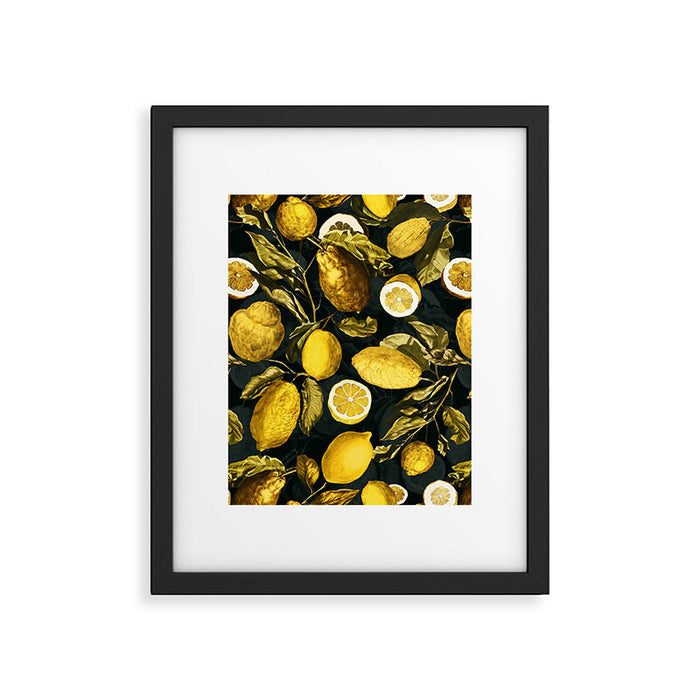 Lemon and Leaf Pattern V Framed Art Print Gallery Image 1