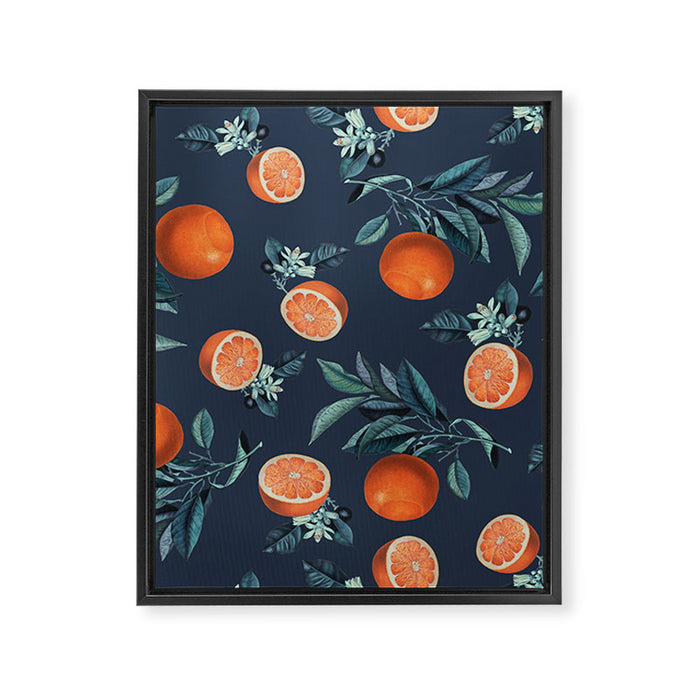 Lemon and Leaf Pattern VI Framed Canvas Print Gallery Image 1