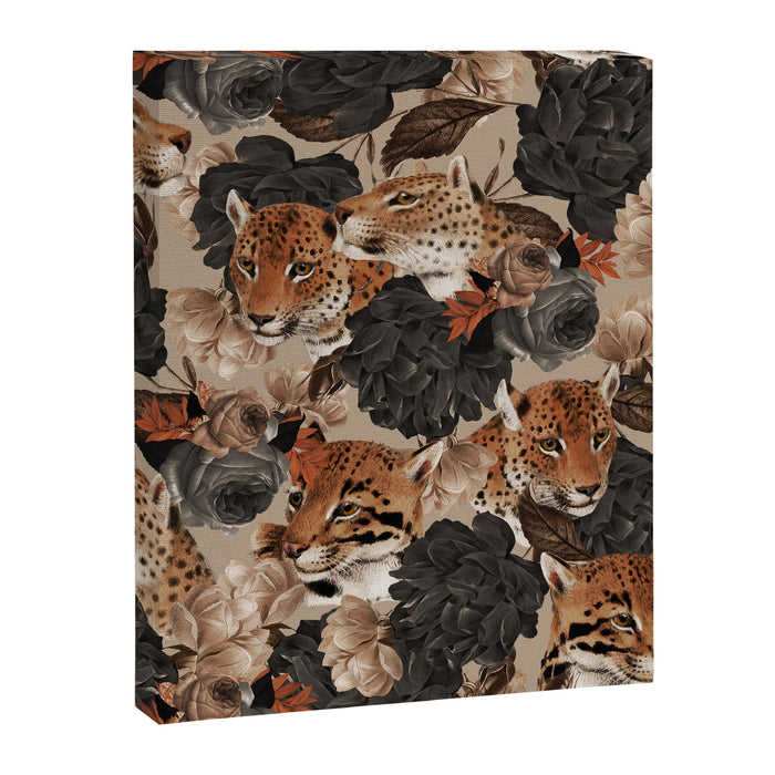 LEOPARD AND FLORAL NIGHT PATTERN Canvas Print Gallery Image 1