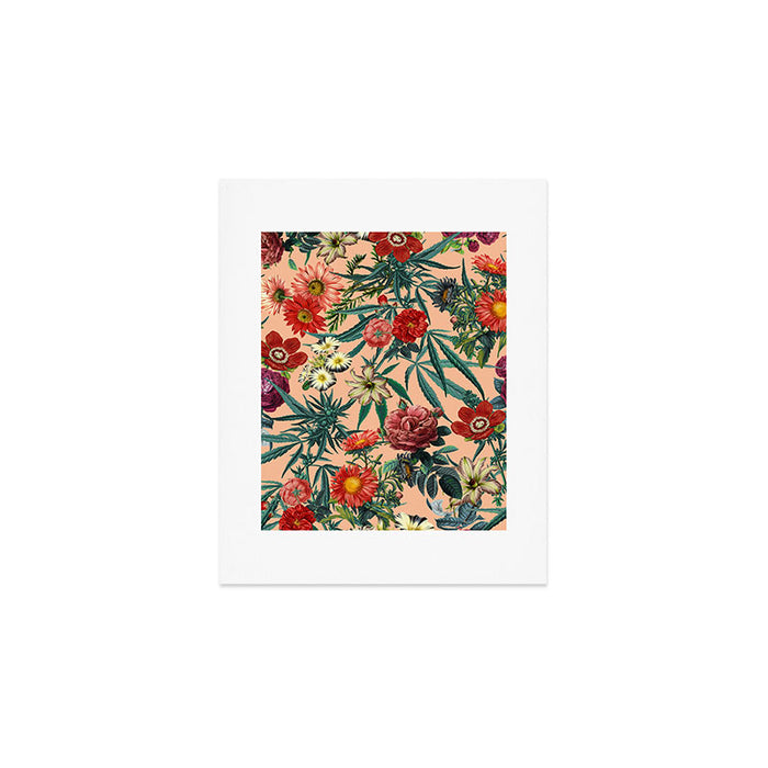 Marijuana and Floral Pattern Art Print Gallery Image 1