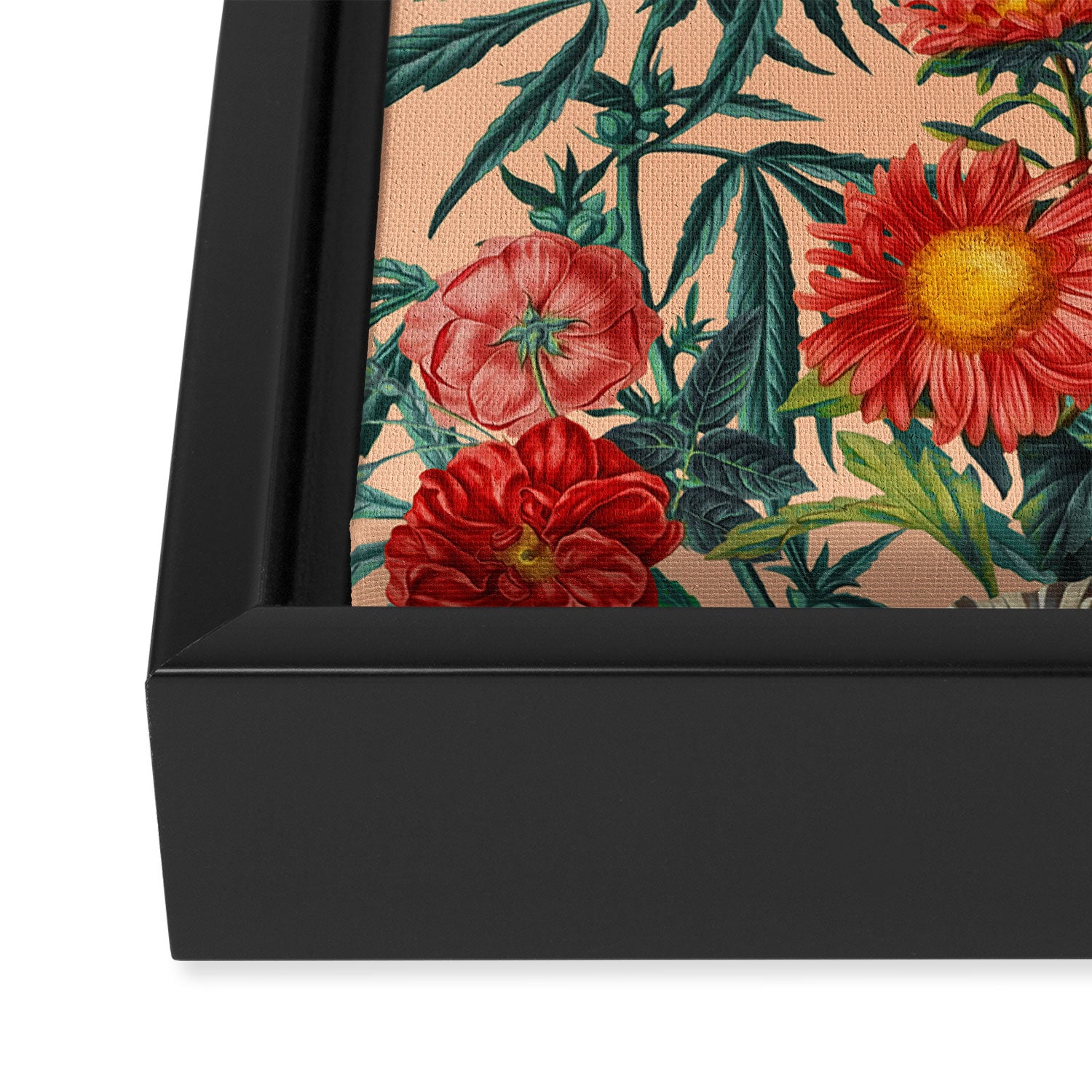 Marijuana and Floral Pattern Framed Canvas Print Gallery Image 3