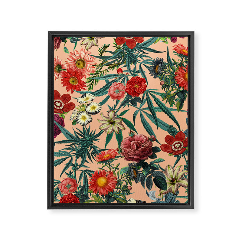 Marijuana and Floral Pattern Framed Canvas Print Gallery Image 6