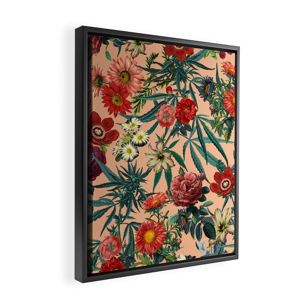 Marijuana and Floral Pattern Framed Canvas Print Gallery Image 2