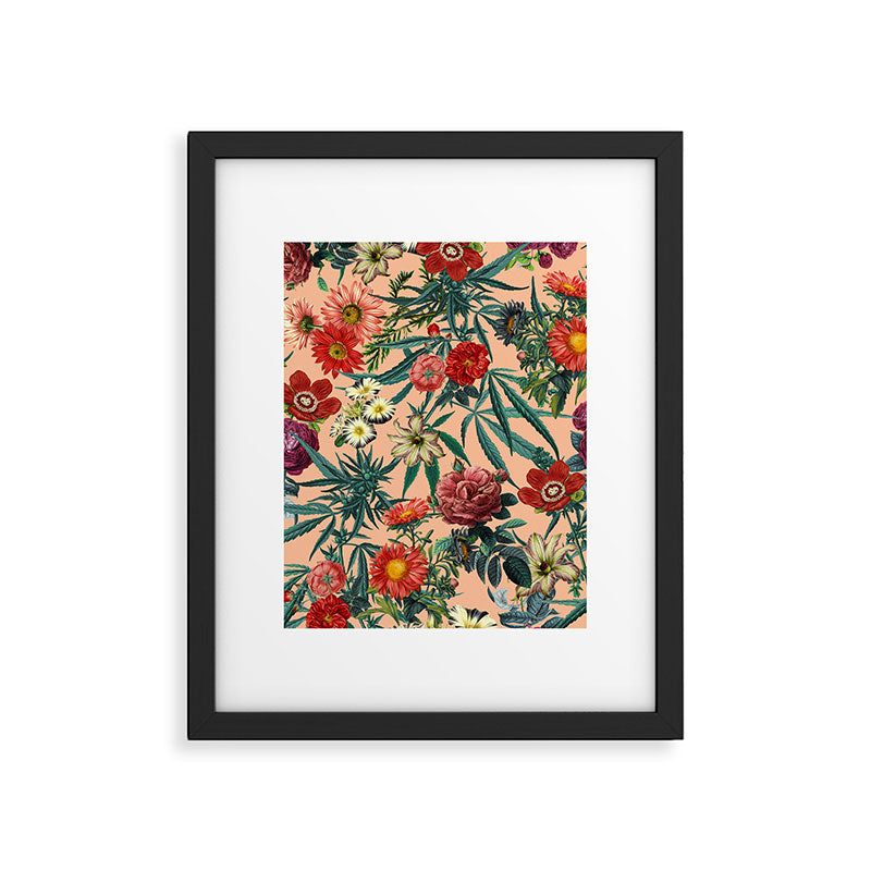 Marijuana and Floral Pattern Framed Art Print Gallery Image 5