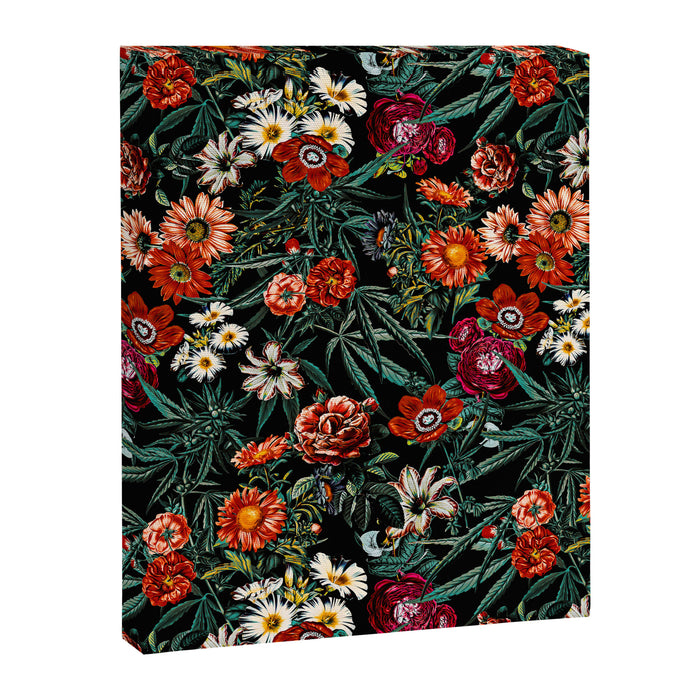 Marijuana and Floral Pattern Canvas Print Gallery Image 1