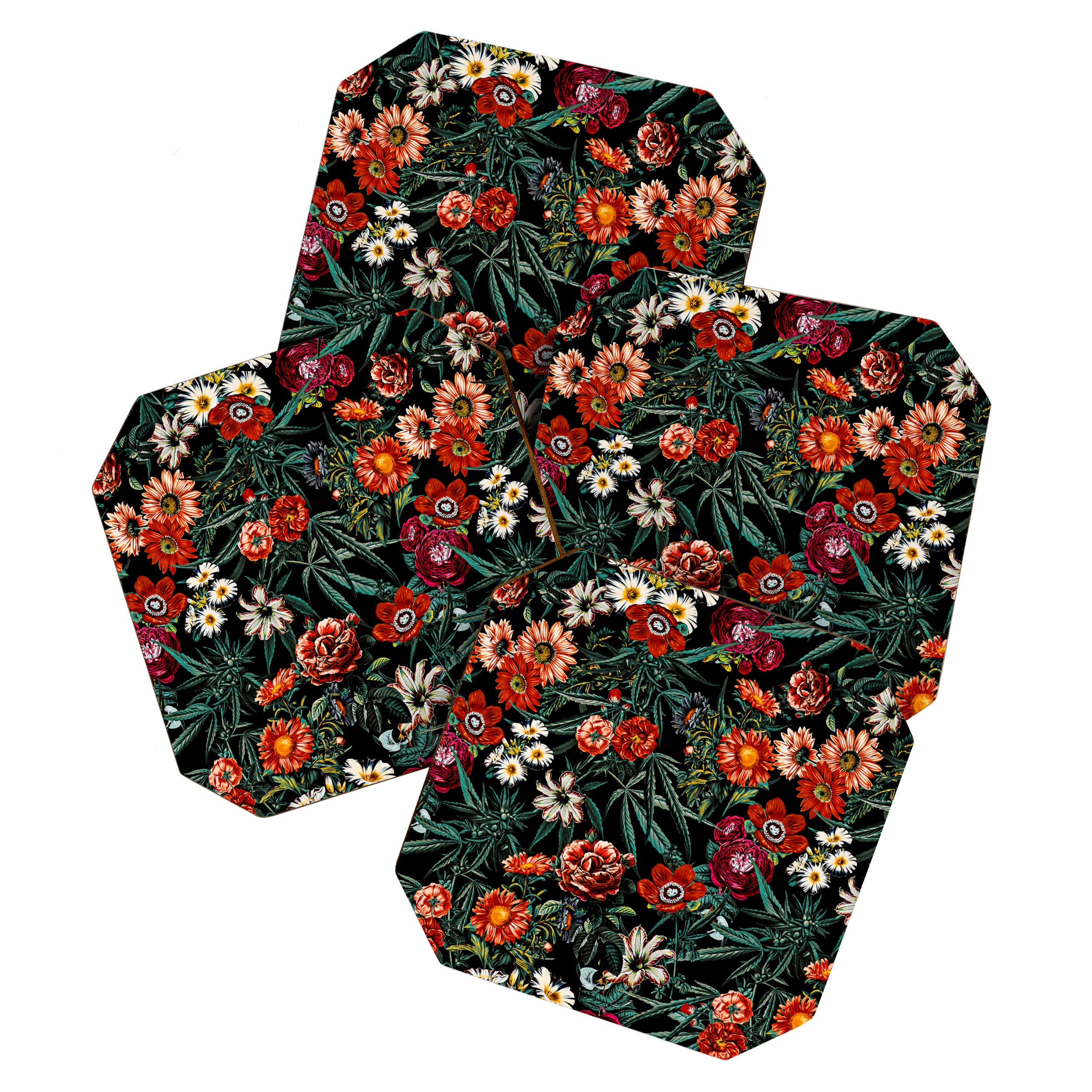 Marijuana and Floral Pattern Coaster Gallery Image 1