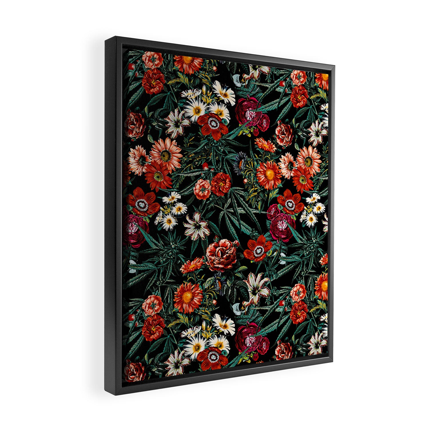 Marijuana and Floral Pattern Framed Canvas Print Gallery Image 2