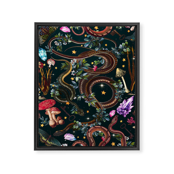 Mysterious Mushroom Forest III - Night Framed Canvas Print Gallery Image 1