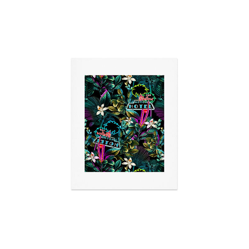 Neon Leaf Pattern Art Print Gallery Image 1