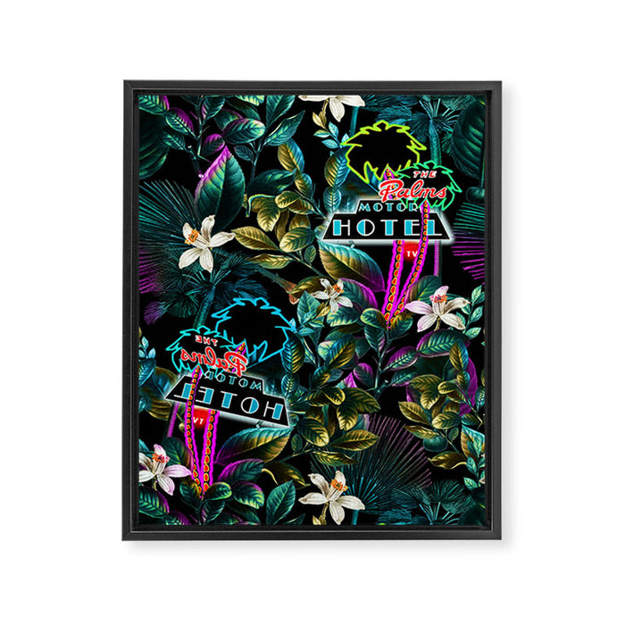 Neon Leaf Pattern Framed Canvas Print Gallery Image 1