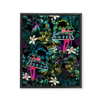 Neon Leaf Pattern Framed Canvas Print Gallery Image 8