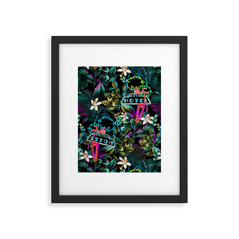 Neon Leaf Pattern Framed Art Print Gallery Image 6