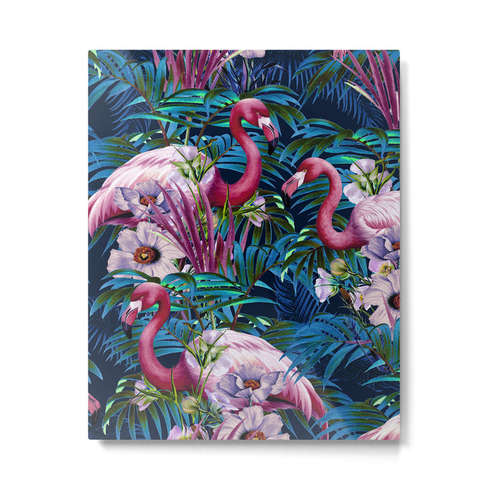 Night Forest Flamingos Metal Print Gallery Image 1