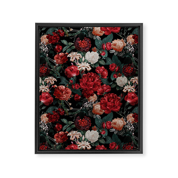 Night Garden Roses Framed Canvas Print Gallery Image 1
