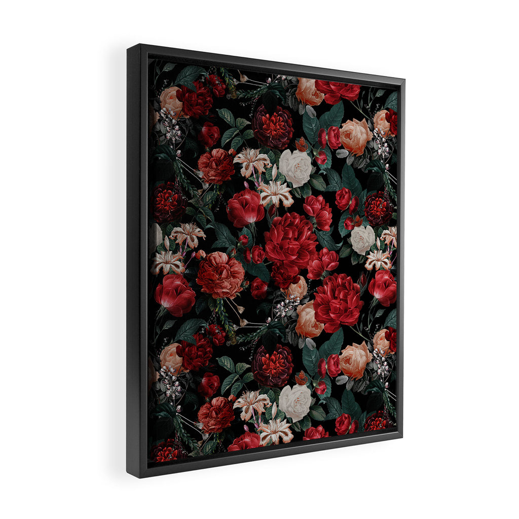 Night Garden Roses Framed Canvas Print Gallery Image 2