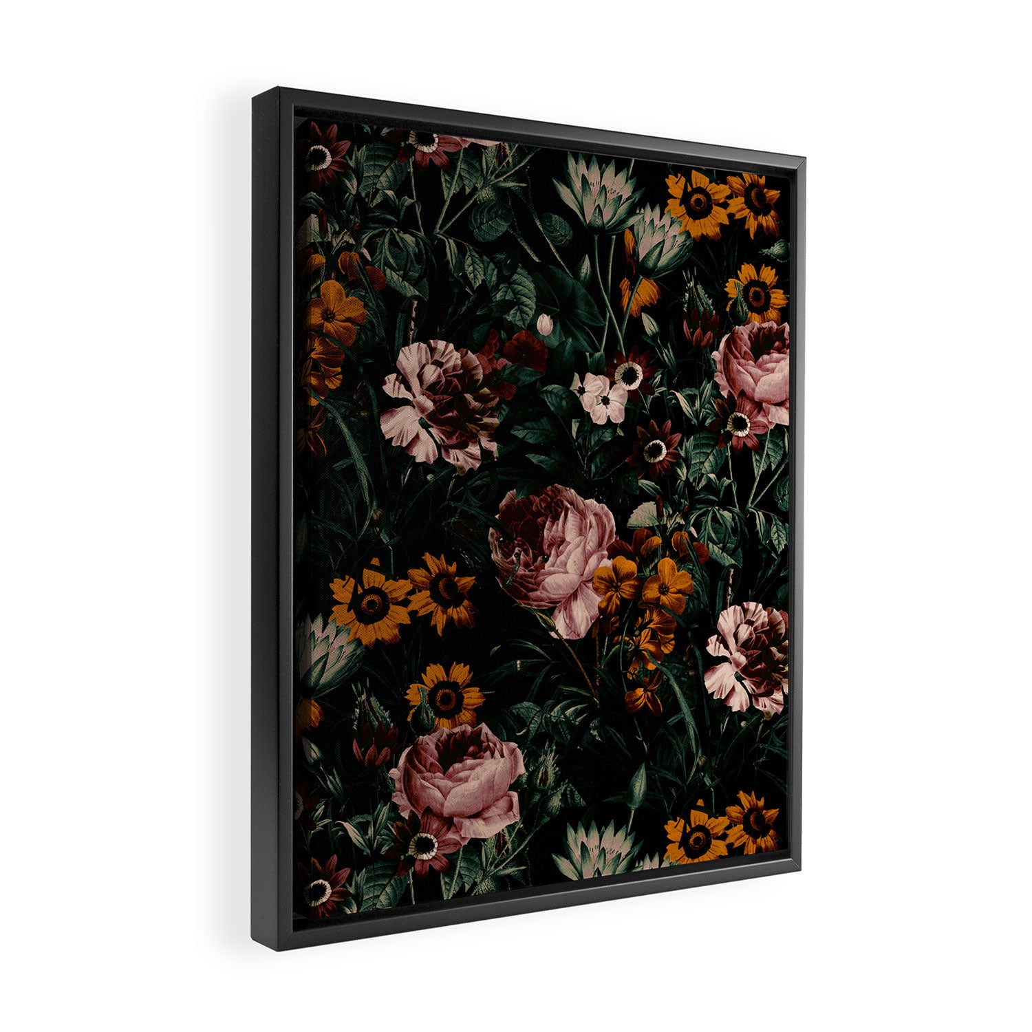 Night Roses Garden Framed Canvas Print Gallery Image 2